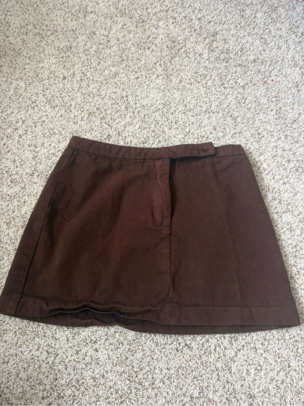 Brandy Melville Brown Mini Skirt with Button Tab